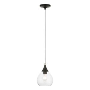 Catania 1-Light Mini Pendant in Black w with Brushed Nickel