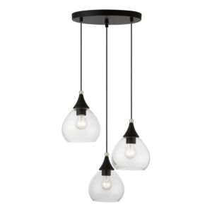 Catania 3-Light Pendant in Black w with Brushed Nickel