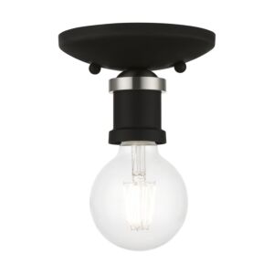 Lansdale 1-Light Flush Mount in Black w with Brushed Nickel