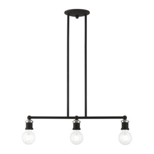 Lansdale 3-Light Linear Chandelier in Black w with Brushed Nickel