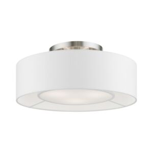 Gilmore 3-Light Semi-Flush Mount in Brushed Nickel w with Shiny White