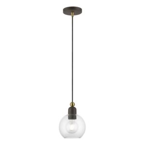 Downtown 1-Light Mini Pendant in Bronze w with Antique Brass
