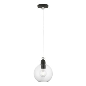 Downtown 1-Light Pendant in Black w with Brushed Nickel
