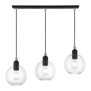 Downtown 3-Light Linear Chandelier in Black w with Brushed Nickel