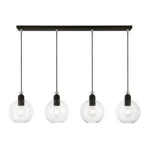 Downtown 4-Light Linear Chandelier in Black w with Brushed Nickel