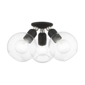 Downtown 3-Light Semi-Flush Mount in Black w with Brushed Nickel