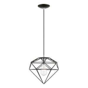 Knox 1-Light Pendant in Shiny Black w with Polished Chrome
