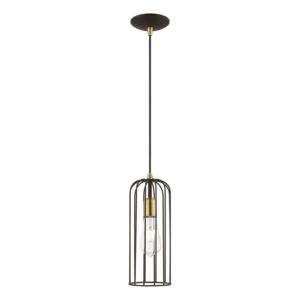 Glenbrook 1-Light Pendant in Bronze w with Antique Brass