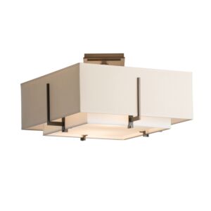 Hubbardton Forge 17 2-Light Exos Square Small Double Shade Ceiling Light in Dark Smoke