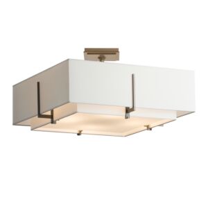 Hubbardton Forge 21 4-Light Exos Square Double Shade Ceiling Light in Dark Smoke