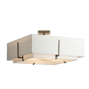 Hubbardton Forge 25 4-Light Exos Square Large Double Shade Ceiling Light in Dark Smoke