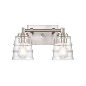 Pulsate 2-Light Bathroom Vanity Light in Satin Nickel