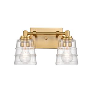 Pulsate 2-Light Bathroom Vanity Light in Satin Brass