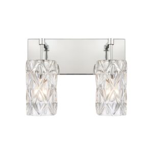 Formade Crystal 2-Light Bathroom Vanity Light in Polished Chrome