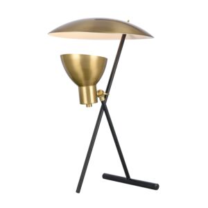 Wyman Square 1-Light Desk Lamp in Satin Gold