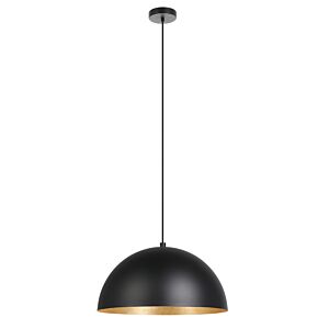 Rafaelino 1-Light Pendant in Structured Black with Gold Leaf