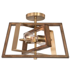 Dunning 2-Light Semi-Flush Mount in Natural Brass and Burnished Chestnut