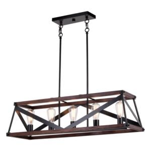 Wade 5-Light Linear Chandelier in Matte Black and Sycamore