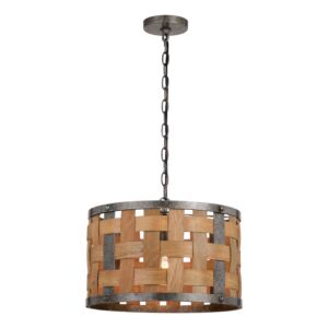 Norwood 1-Light Pendant in Vintage Steel and Distressed Wood