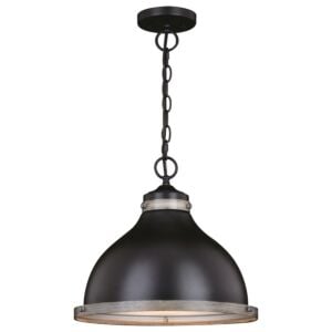 Sheffield 1-Light Pendant in New Bronze and Distressed Ash with Light Silver Inner