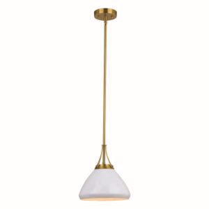 Dayna 1-Light Pendant in Satin Brass and Glossy White with Matte White