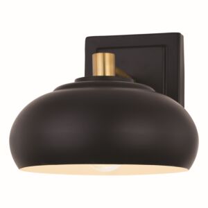 Belmont 1-Light Bathroom Vanity Light in Matte Black and Satin Brass
