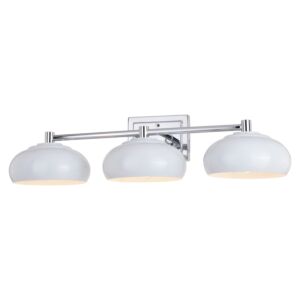 Belmont 3-Light Bathroom Vanity Light in Chrome and Gloss White