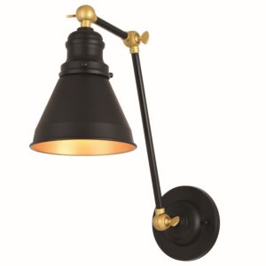 Alexis 1-Light Swing Arm Wall Light in Oil Rubbed Bronze and Satin Gold