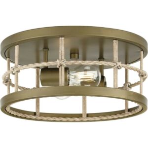 Lattimore 2-Light Flush Mount in Aged Brass