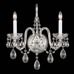 Arlington 2-Light Wall Sconce in Silver with Clear Heritage Crystals