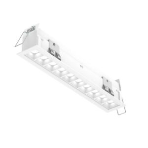 10-Light Recessed Linear with 10 Mini Spot Lights in White