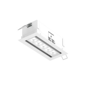 5-Light Recessed Linear with 5 Mini Swivel Spot Lights in White