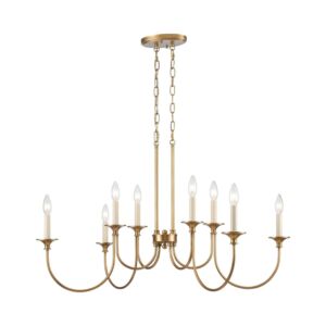 Cecil 8-Light Linear Chandelier in Natural Brass