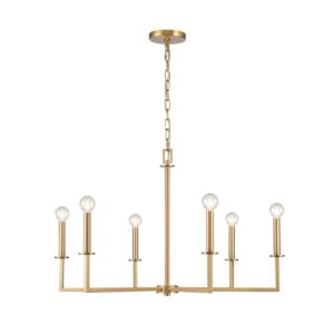 Dunne 6-Light Chandelier in Lacquered Brass