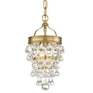 Crystorama Calypso 14 Inch Mini Chandelier in Vibrant Gold with Clear Glass Drops Crystals