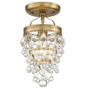 Crystorama Calypso 8 Inch Ceiling Light in Vibrant Gold with Clear Glass Drops Crystals