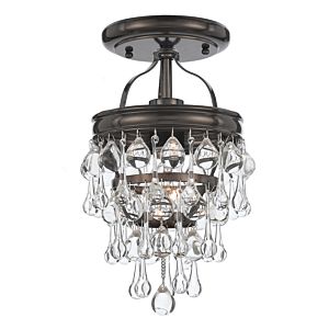 Crystorama Calypso 8 Inch Ceiling Light in Vibrant Bronze with Clear Glass Drops Crystals