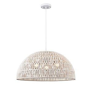 Lac Du Bonnet 3-Light Pendant in Matte White with White Yarn Shade