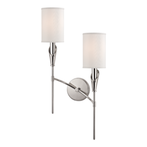 Hudson Valley Tate 2 Light 26 Inch Wall Sconce in Polished Nickel