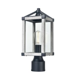 Nipigon Outdoor 1-Light Outdoor Post Mount in Black and White Washed Grey
