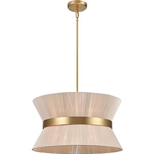 DVI Ellesmere 6-Light Pendant in Brass with Oat Shade