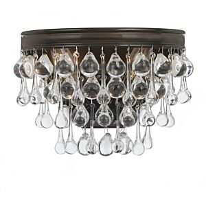 Crystorama Calypso 2 Light 10 Inch Wall Sconce in Vibrant Bronze with Clear Glass Drops Crystals
