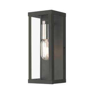 Gaffney 1-Light Outdoor Wall Lantern in Black with Brushed Nickel