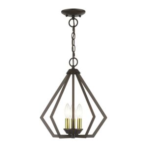 Prism 3-Light Semi-Flush with Pendant in English Bronze with Antique Brass