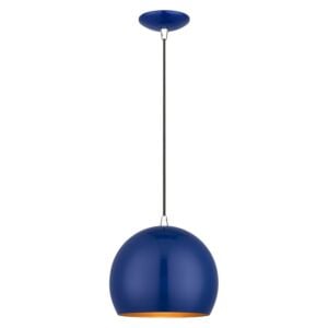 Piedmont 1-Light Pendant in Shiny Cobalt Blue with Polished Chrome