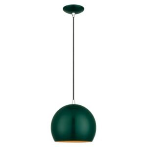Piedmont 1-Light Pendant in Shiny Hunter Green with Polished Chrome