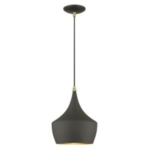 Waldorf 1-Light Pendant in Bronze with Antique Brass