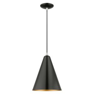 Dulce 1-Light Pendant in Shiny Black with Polished Chrome
