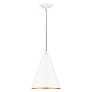 Dulce 1-Light Pendant in Shiny White with Polished Chrome