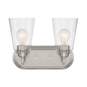 Zane 2-Light Bathroom Vanity Light in Brushed Nickel